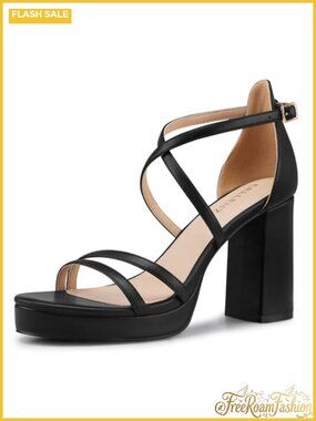 Women's Strappy Platform High Heels 3.4 Inch Block Heel Open Toe Sandals